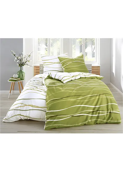 bonprix Bettwäsche mit ansprechendem Wellen-Motiv - grün Biber Online Outlet