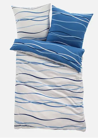 bonprix Bettwäsche mit ansprechendem Wellen-Motiv - blau Biber Zeitlich begrenztes Angebot