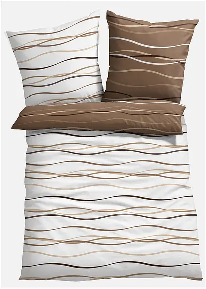 bonprix Bettwäsche mit ansprechendem Wellen-Motiv - creme Biber Blitzangebot