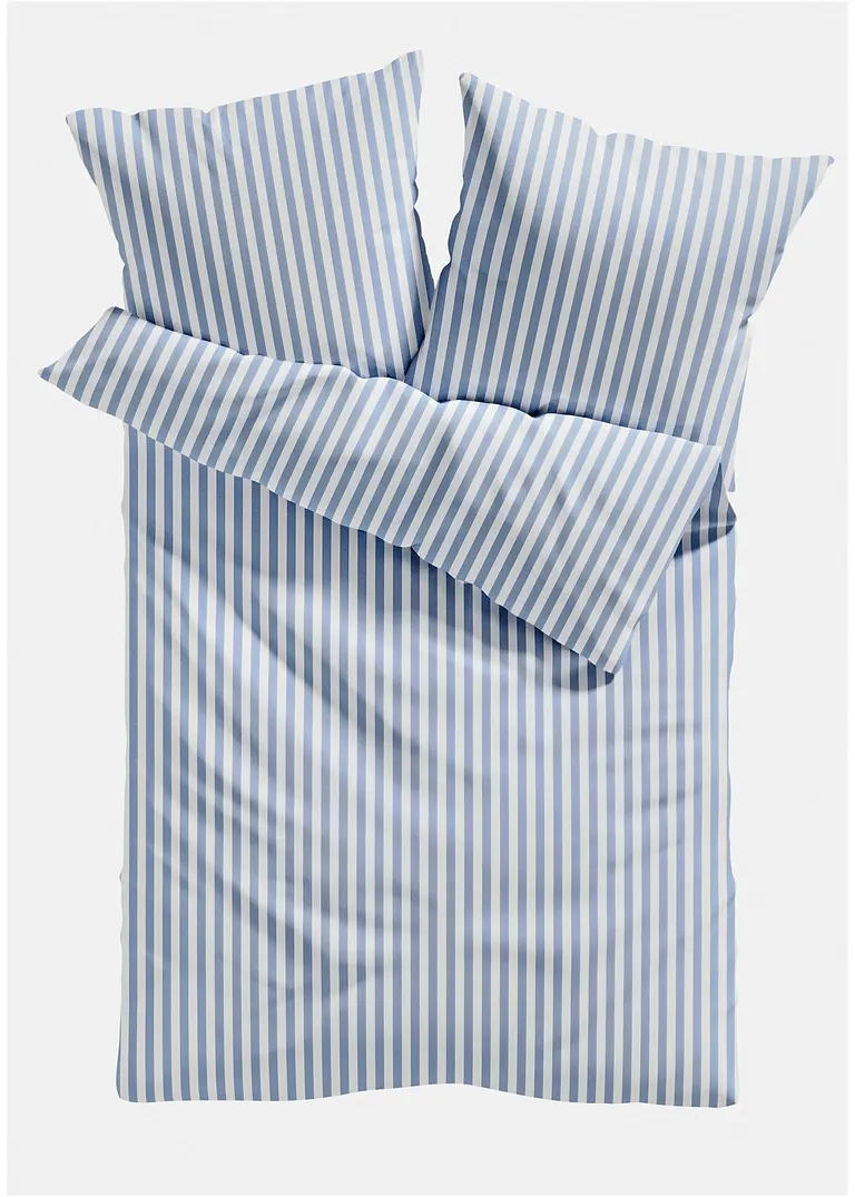 bonprix Bettwäsche mit elegantem Streifen Design - blau/weiß Renforcee Räumungsverkauf