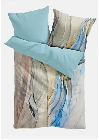 bonprix Wendebettwäsche mit Marmoroptik - creme/blau Linon Bis zu 60% Rabatt