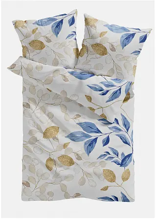 bonprix Bettwäsche mit floralem Design - blau/beige Linon Super Rabatt